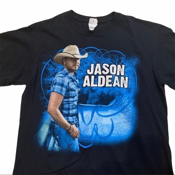 Jason Aldean Wide Open Concert Black Graphic Tee Sz M - Picture 2 of 5